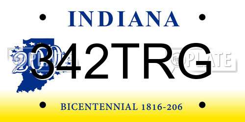 342TRG Indiana License Plate