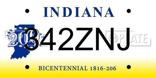 342ZNJ Indiana License Plate