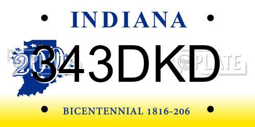 343DKD Indiana License Plate