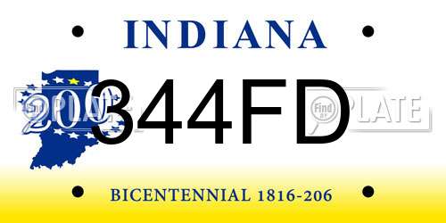 344FD Indiana License Plate