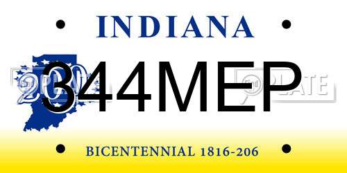 344MEP Indiana License Plate