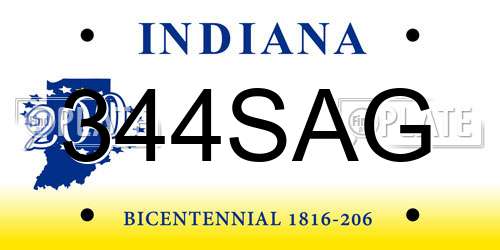 344SAG Indiana License Plate