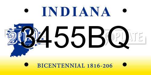 3455BQ Indiana License Plate