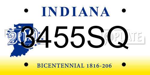 3455SQ Indiana License Plate