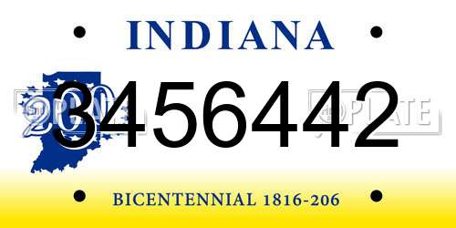 3456442 Indiana License Plate