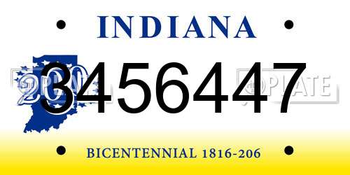 3456447 Indiana License Plate