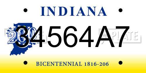 34564A7 Indiana License Plate