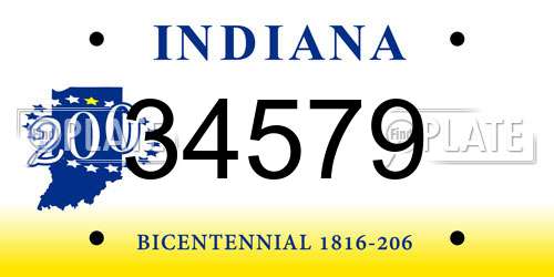 34579 Indiana License Plate