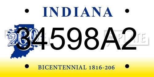 34598A2 Indiana License Plate