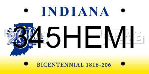 345HEMI Indiana License Plate
