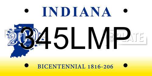 345LMP Indiana License Plate