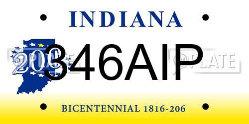346AIP Indiana License Plate