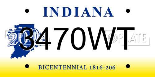 3470WT Indiana License Plate