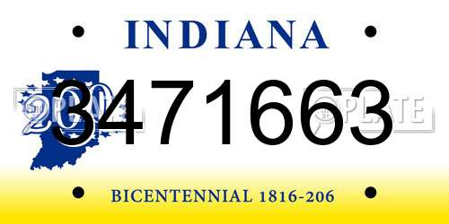 3471663 Indiana License Plate