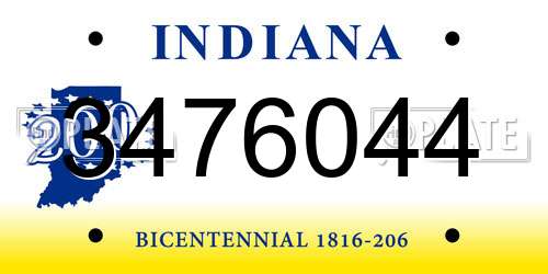 3476044 Indiana License Plate