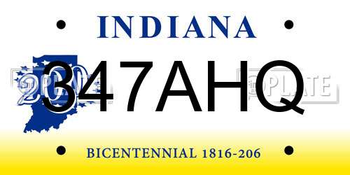 347AHQ Indiana License Plate