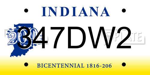 347DW2 Indiana License Plate