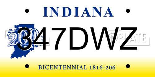 347DWZ Indiana License Plate