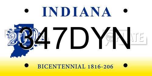 347DYN Indiana License Plate