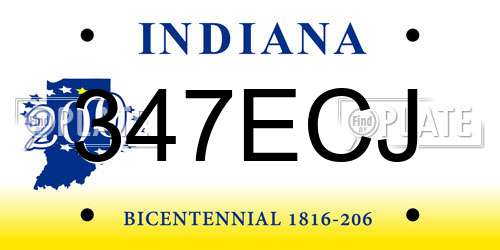 347ECJ Indiana License Plate