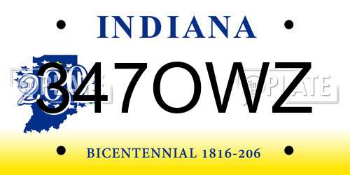 347OWZ Indiana License Plate
