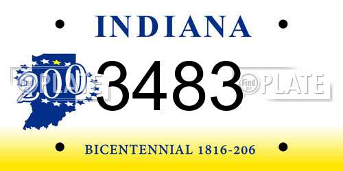 3483 Indiana License Plate