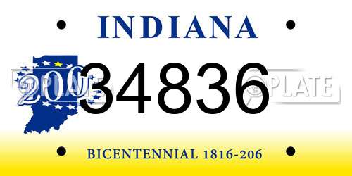 34836 Indiana License Plate