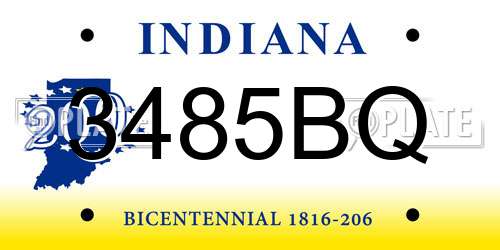 3485BQ Indiana License Plate