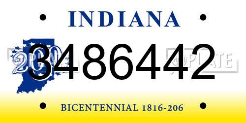 3486442 Indiana License Plate