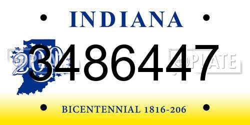 3486447 Indiana License Plate