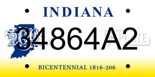 34864A2 Indiana License Plate