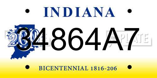 34864A7 Indiana License Plate