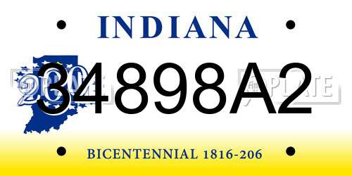 34898A2 Indiana License Plate
