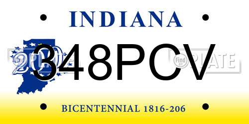 348PCV Indiana License Plate
