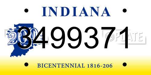 3499371 Indiana License Plate