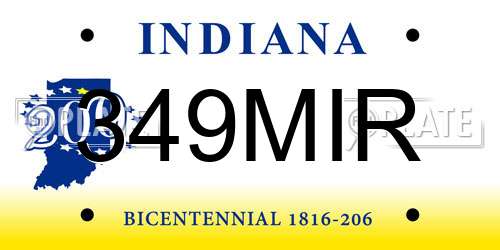 349MIR Indiana License Plate