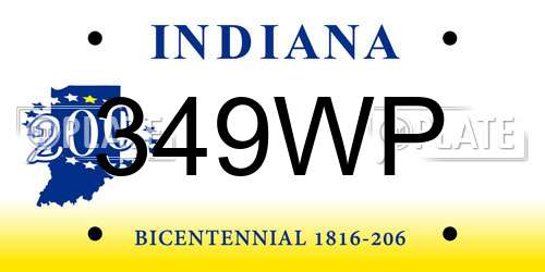 349WP Indiana License Plate