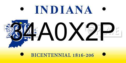 34A0X2P Indiana License Plate