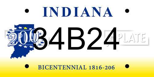 34B24 Indiana License Plate