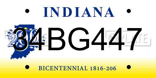 34BG447 Indiana License Plate