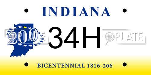 34H Indiana License Plate
