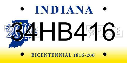 34HB416 Indiana License Plate