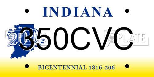 350CVC Indiana License Plate