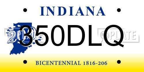 350DLQ Indiana License Plate
