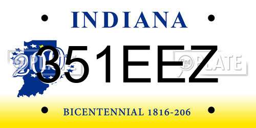 351EEZ Indiana License Plate