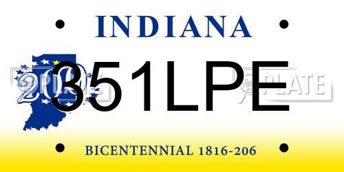 351LPE Indiana License Plate