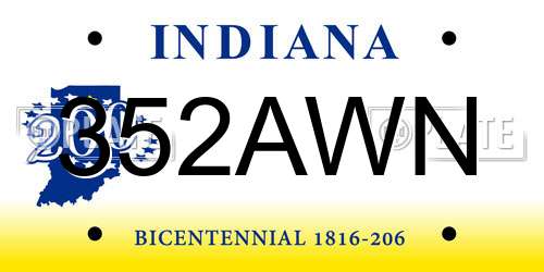 352AWN Indiana License Plate