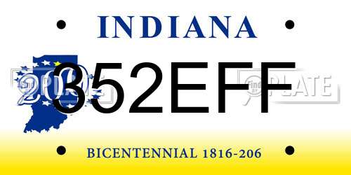 352EFF Indiana License Plate