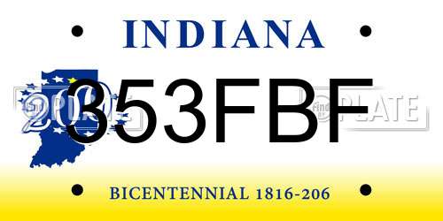 353FBF Indiana License Plate