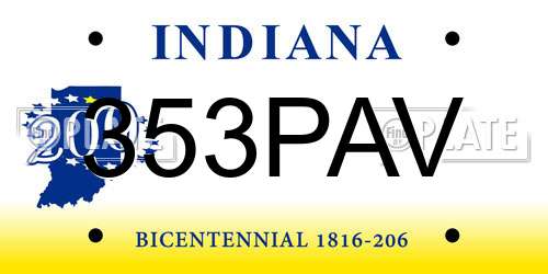353PAV Indiana License Plate
